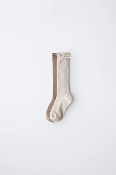 LOT DE DEUX PAIRES CHAUSSETTES HAUTES DÉCOR NOEUD