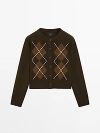 Knit cardigan with diamond detail