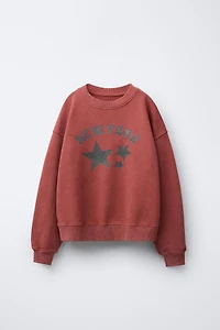 WASHED EFFECT SWEATSHIRT WITH SHINE STARS