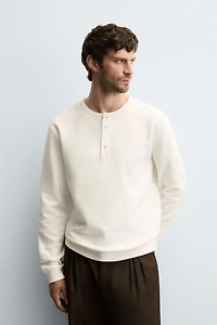 RIBBED BUTTON-FRONT TOP