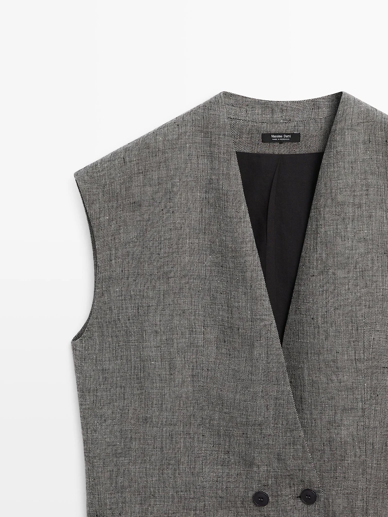 Linen waistcoat with structured shoulders