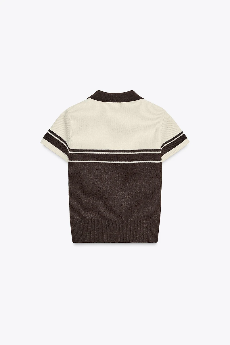TOP POLO EN MAILLE CÔTELÉE