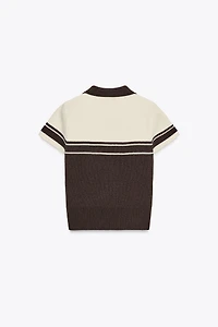 TOP POLO EN MAILLE CÔTELÉE