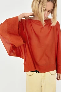 Chemise fluide manches volumineuses 100 % coton