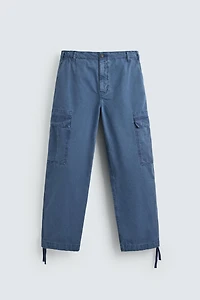 WASHED RELAXED FIT CARGO PANTS