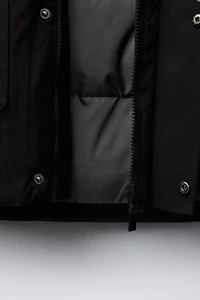 LONG FEATHER DOWN WATER REPELLENT PUFFER COAT WITH DETACHABLE FAUX FUR HOODIE