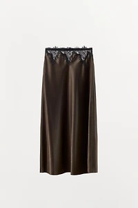 SATIN EFFECT LACE SKIRT