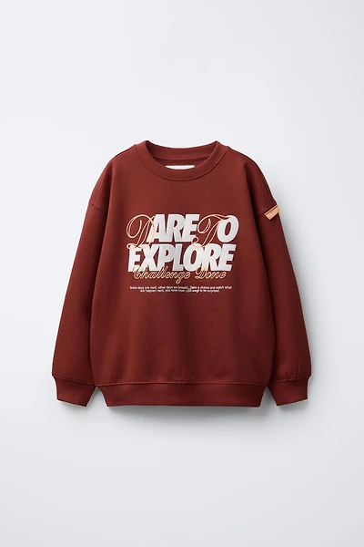 FLOCKED TEXT SWEATSHIRT