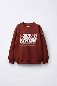 FLOCKED TEXT SWEATSHIRT