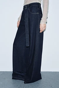 ZW COLLECTION WIDE LEG HIGH-WAIST JEANS WITH BELT