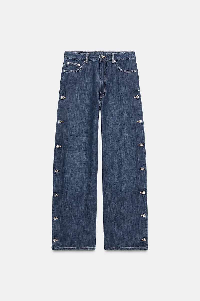 TRF MID-RISE BAGGY BUTTON JEANS