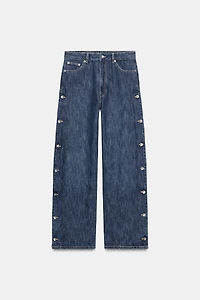 TRF MID-RISE BAGGY BUTTON JEANS