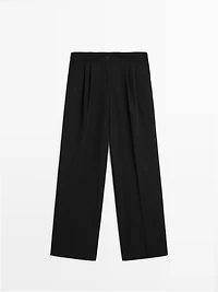 Wide-leg flowing trousers with darts