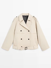 Short trench coat with belt detail