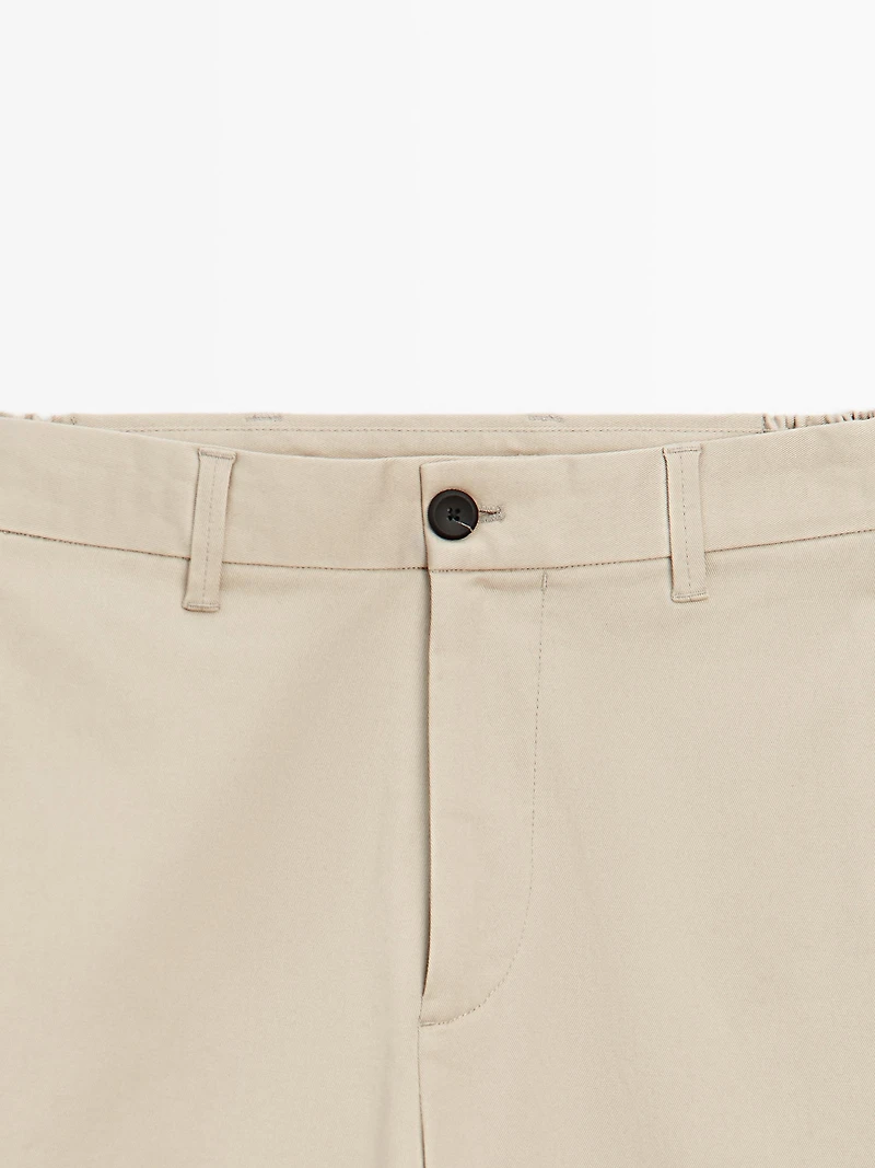 Cotton blend tapered fit trousers