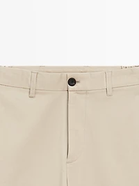 Cotton blend tapered fit trousers