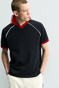 CONTRAST TRIM TEXTURED POLO