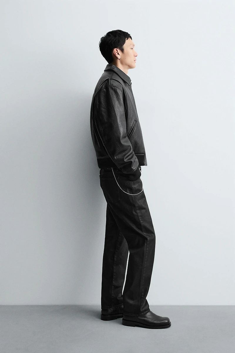 FAUX LEATHER PUFFER JACKET