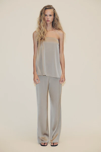 HIGH-WAISTED SATIN PANTS