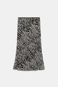 ANIMAL PRINT TIE-DETAIL MIDI SKIRT