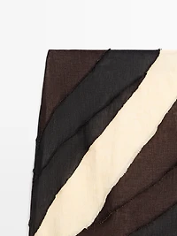 Layered contrast linen midi skirt