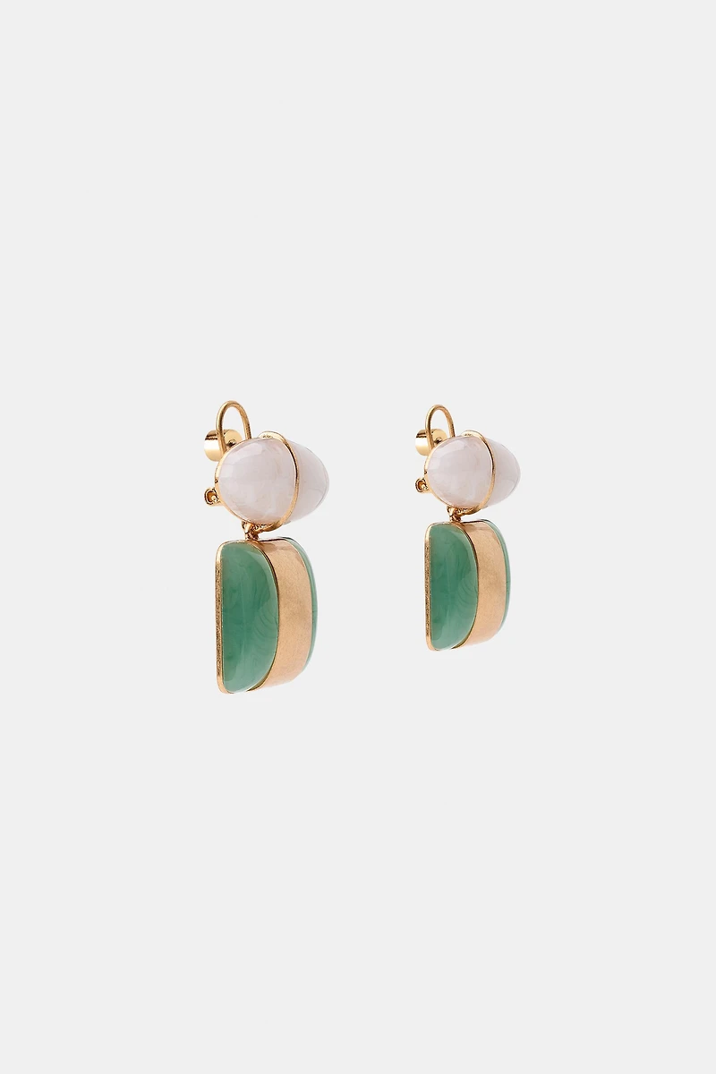 DOUBLE RESIN STONE EARRINGS