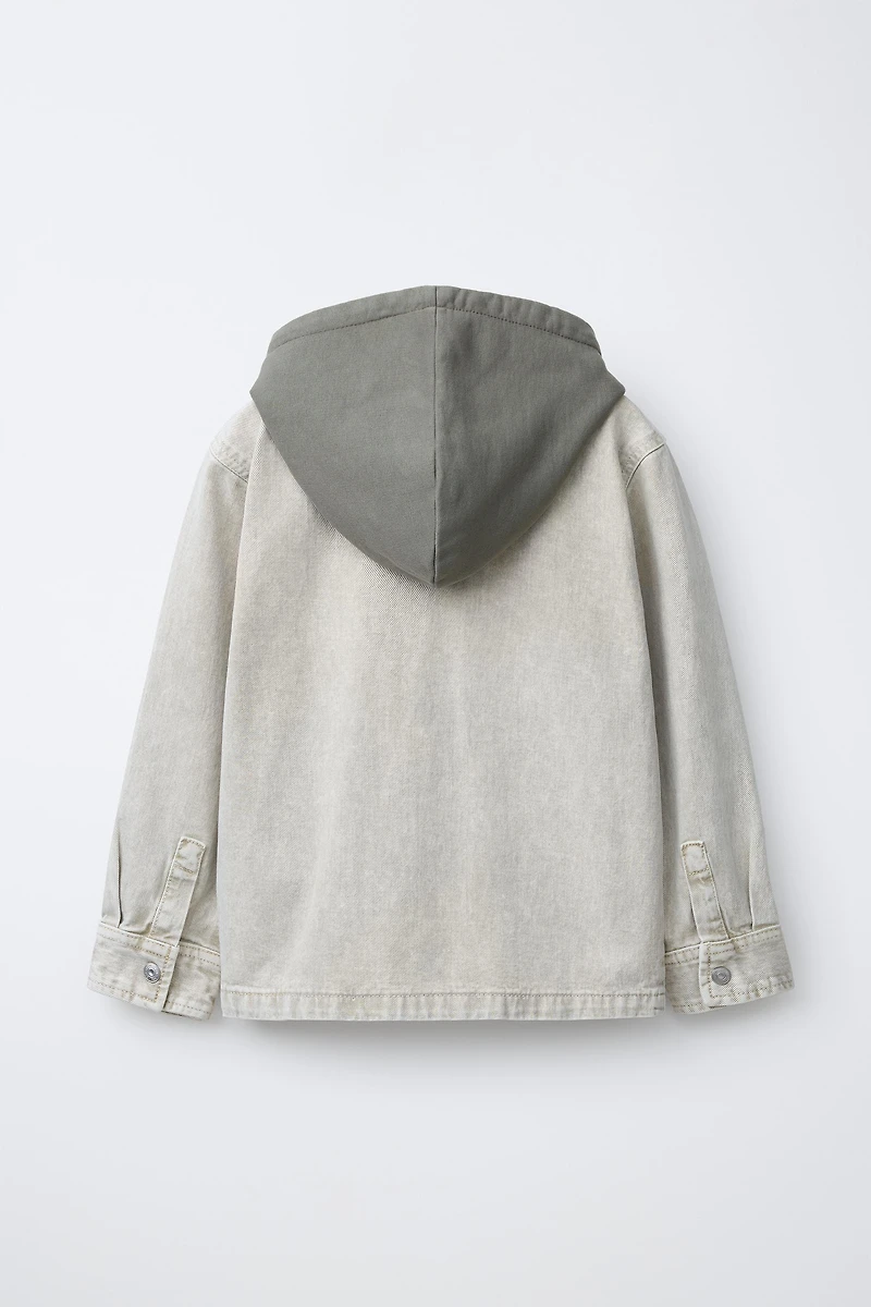 ACID WASH FELPA HOODIE OVERSHIRT