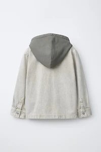 ACID WASH FELPA HOODIE OVERSHIRT