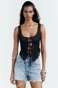TIED RUCHED TOP