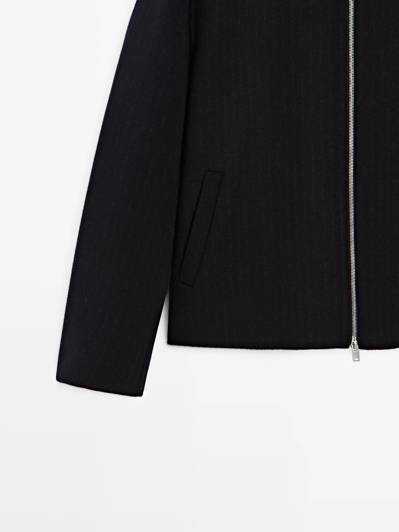 Pinstripe wool blend jacket