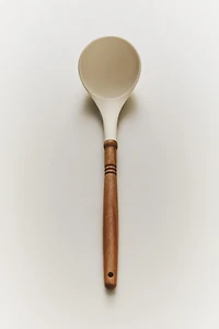 SILICONE AND WOODEN LADLE