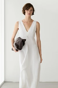 Flowing linen blend midi dress