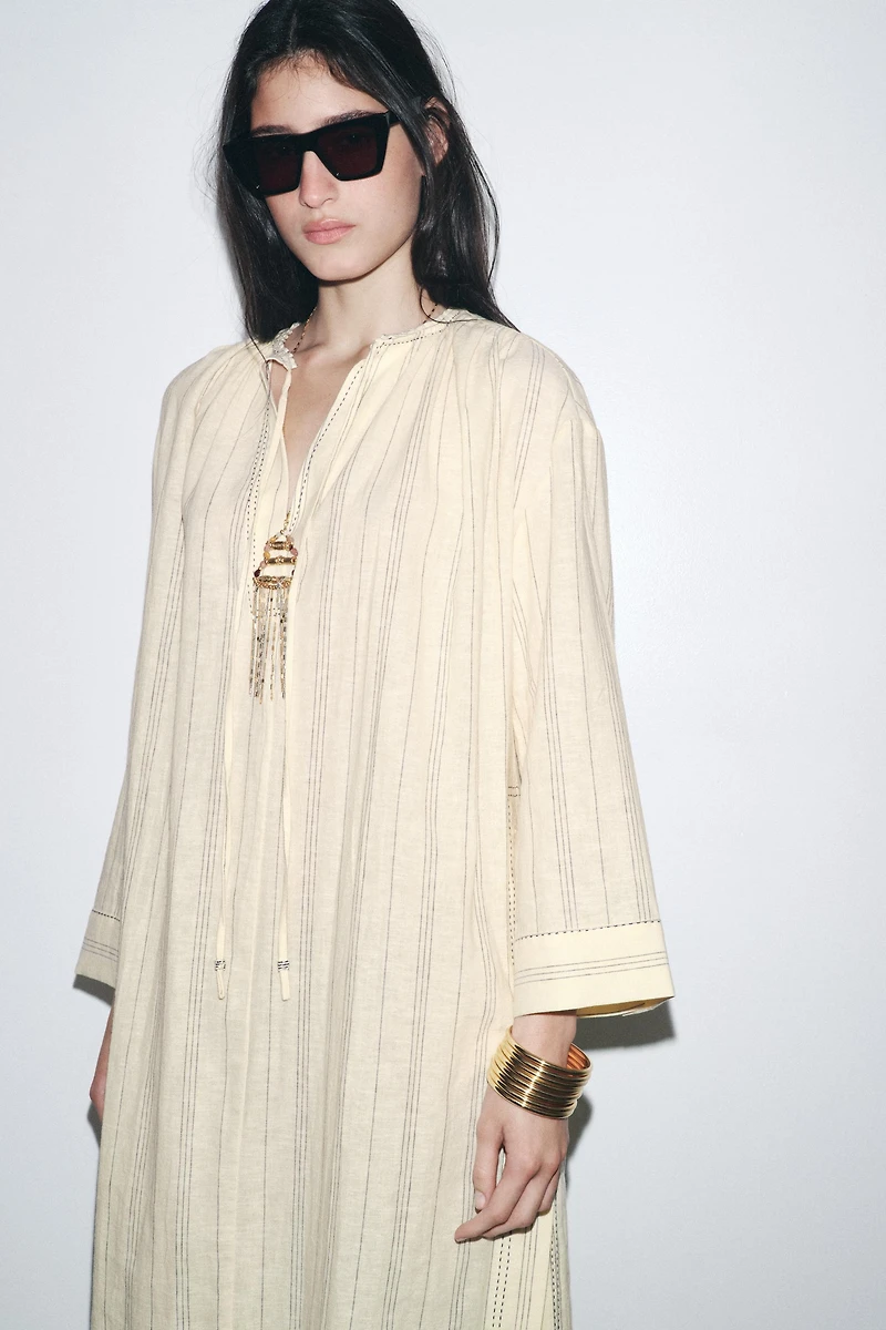 ROBE TUNIQUE RAYURES AVEC LIN ZW COLLECTION