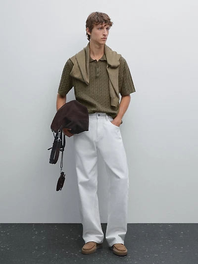 Polo en maille tressée