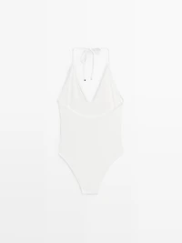 Textured V-neck swimsuit
