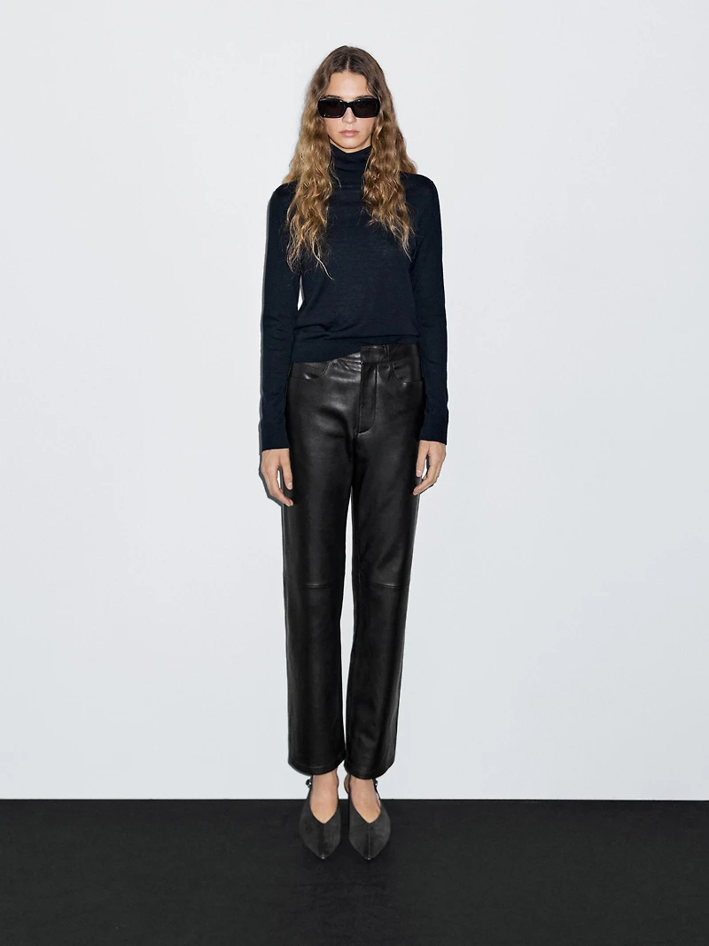 Nappa leather five-pocket trousers