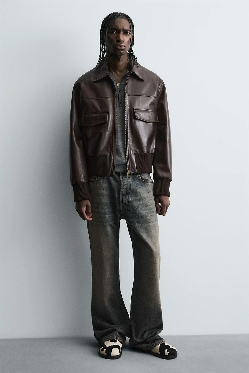 SABOTS EN CUIR EFFET FOURRURE