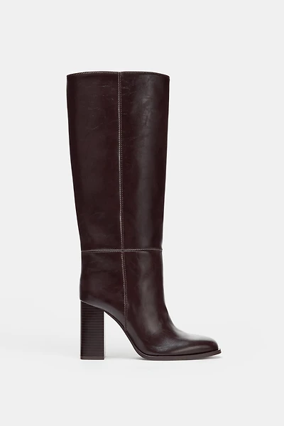 BLOCK HEEL HIGH BOOTS