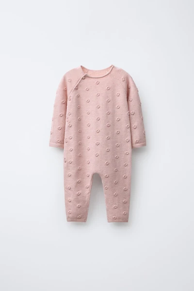 LONG EMBROIDERED FLORAL KNIT JUMPSUIT