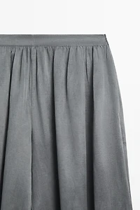 Pleated balloon fit linen blend trousers
