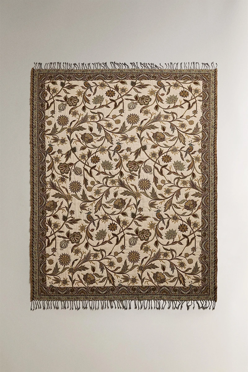 PLAID JACQUARD FLEURS