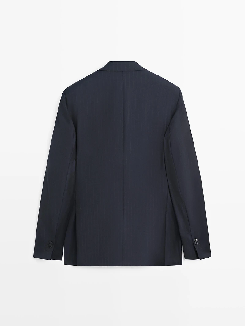 100% cool wool striped suit blazer