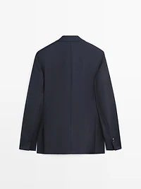 100% cool wool striped suit blazer