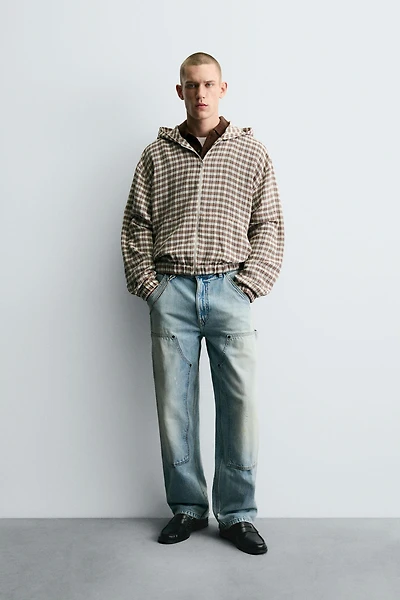 SURCHEMISE À CARREAUX AVEC CAPUCHE