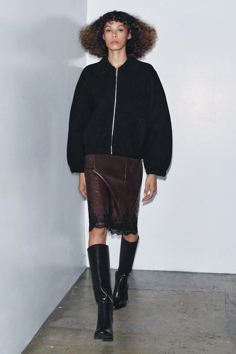 ZIPPERED KNIT BOMBER JACKET