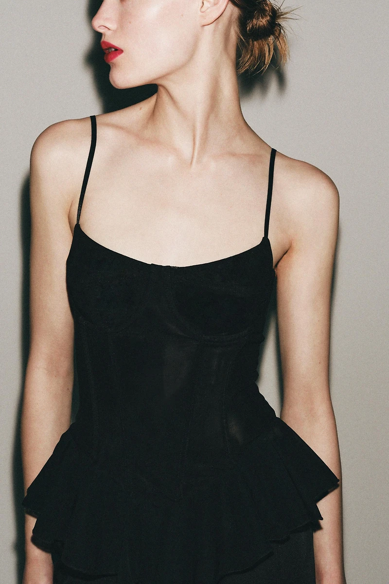 RUFFLED TULLE CORSET