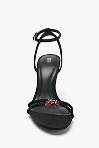 BEADED CROSSED STRAP SANDALS