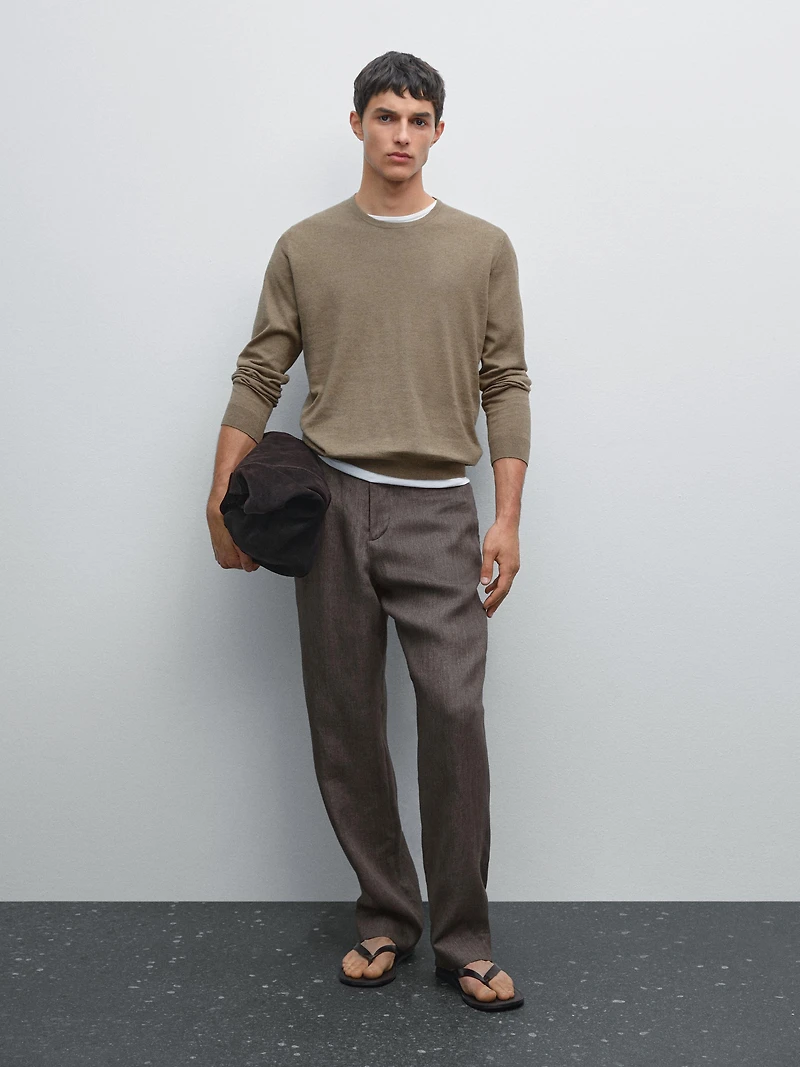 Long sleeve cotton knit sweater