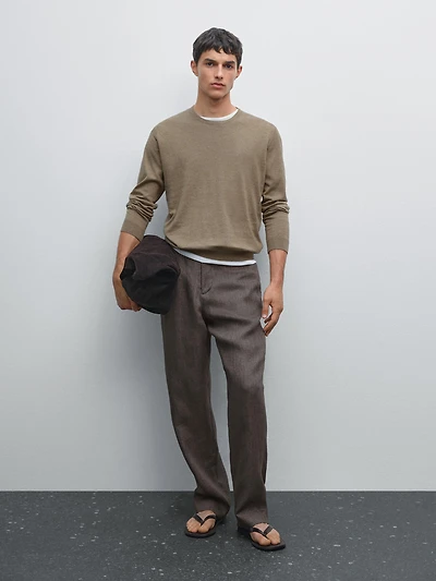 Long sleeve cotton knit sweater