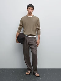 Long sleeve cotton knit sweater